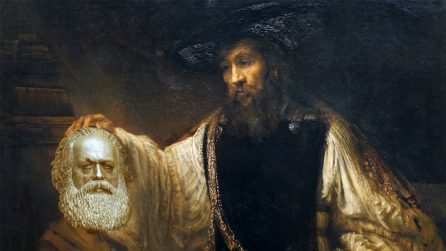 Rembrandt's "Aristotle with a bust of Homer" but with a bust of Marx.
